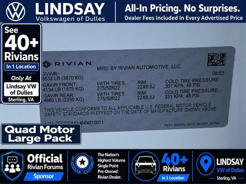 Used 2022 Rivian R1T Launch Edition AWD/4WD image 31