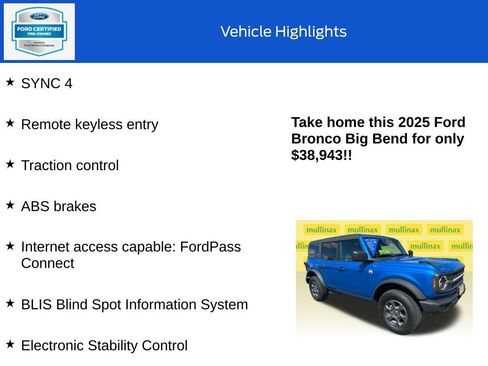 Certified 2025 Ford Bronco Big Bend AWD/4WD image 10