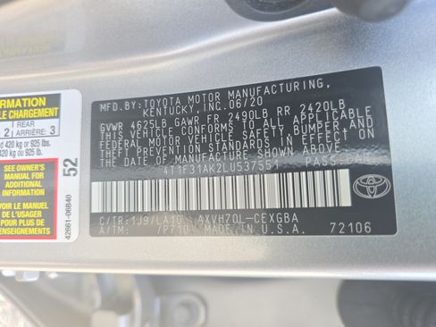 Used 2020 Toyota Camry XLE w/ Sunroof Package FWD image 33