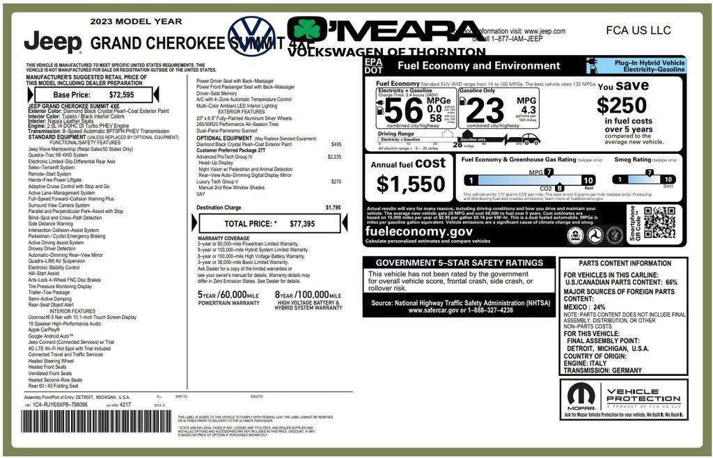 Used 2023 Jeep Grand Cherokee Summit w/ Advanced Protech Group IV AWD/4WD image 6