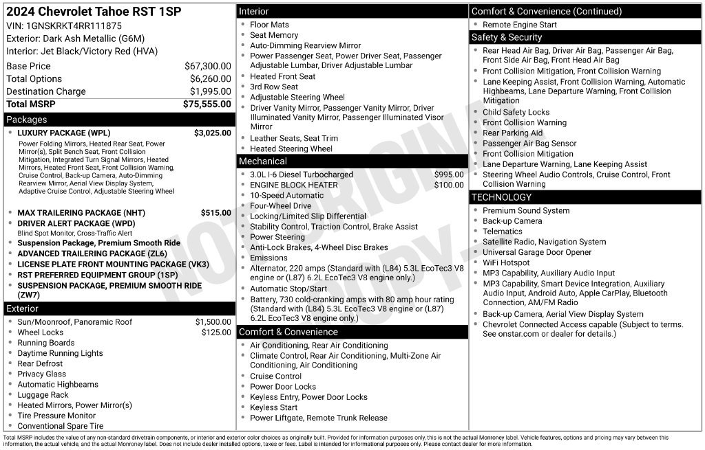 Used 2024 Chevrolet Tahoe RST w/ Luxury Package AWD/4WD image 8