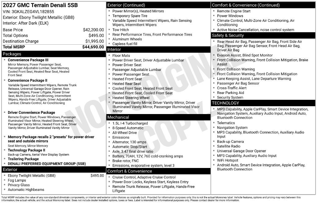 New 2027 GMC Terrain Denali AWD/4WD image 9