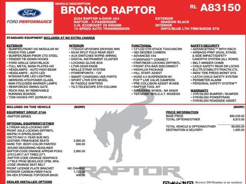 Used 2024 Ford Bronco Raptor AWD/4WD image 2