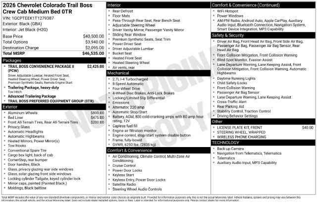 New 2026 Chevrolet Colorado Trail Boss AWD/4WD image 24