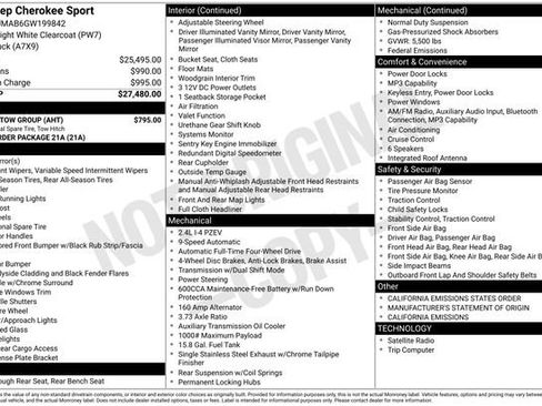 Used 2016 Jeep Cherokee Sport w/ Trailer Tow Group AWD/4WD image 16