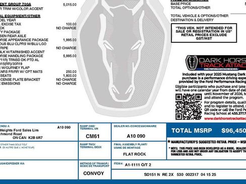 Used 2025 Ford Mustang Dark Horse w/ Dark Horse Handlin Package RWD image 4