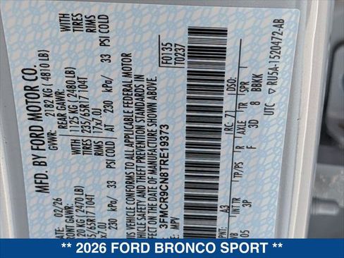 New 2026 Ford Bronco Sport Outer Banks w/ Sasquatch Outer Banks Package image 20