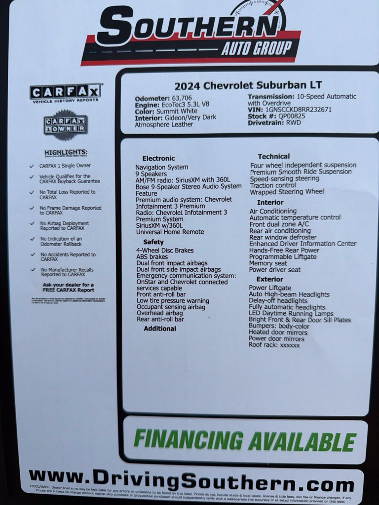 Used 2024 Chevrolet Suburban LT RWD image 16