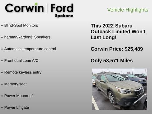 Used 2022 Subaru Outback Limited AWD/4WD image 6