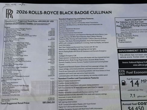 New 2026 Rolls-Royce Cullinan Black Badge AWD/4WD image 12