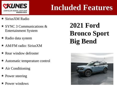 Used 2021 Ford Bronco Sport Big Bend w/ Big Bend Package (96B) AWD/4WD image 3
