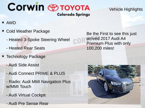 Used 2017 Audi A4 2.0T Premium Plus w/ Premium Plus Package AWD/4WD image 4