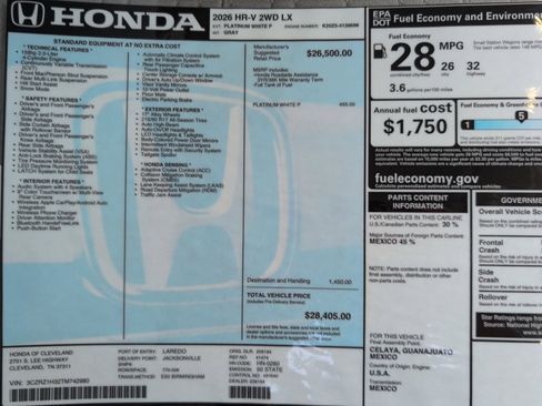 New 2026 Honda HR-V LX image 16