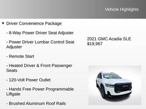 Used 2021 GMC Acadia SLE w/ Driver Convenience Package image 12