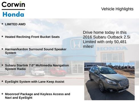 Used 2016 Subaru Outback 2.5i Limited image 6