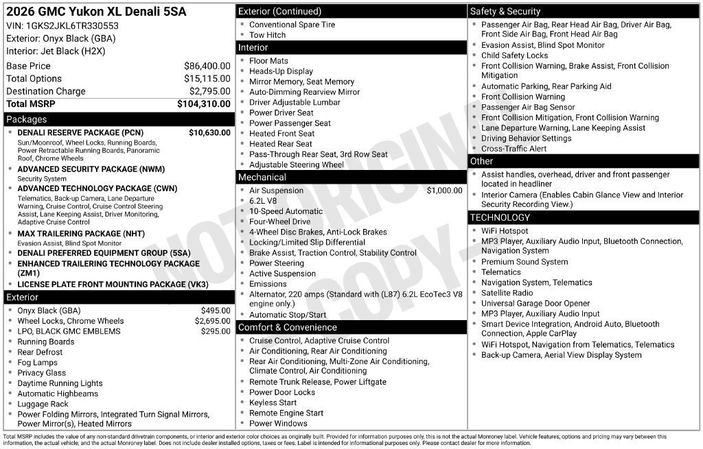 New 2026 GMC Yukon XL Denali w/ Denali Reserve Package AWD/4WD image 4