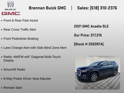 Certified 2021 GMC Acadia SLE w/ Driver Convenience Package AWD/4WD image 18
