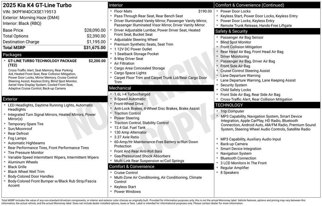 Used 2025 Kia K4 GT-Line Turbo FWD image 1