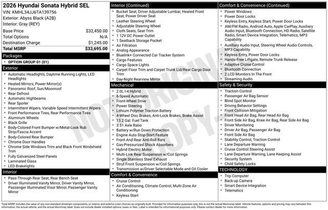New 2026 Hyundai Sonata SEL FWD image 39