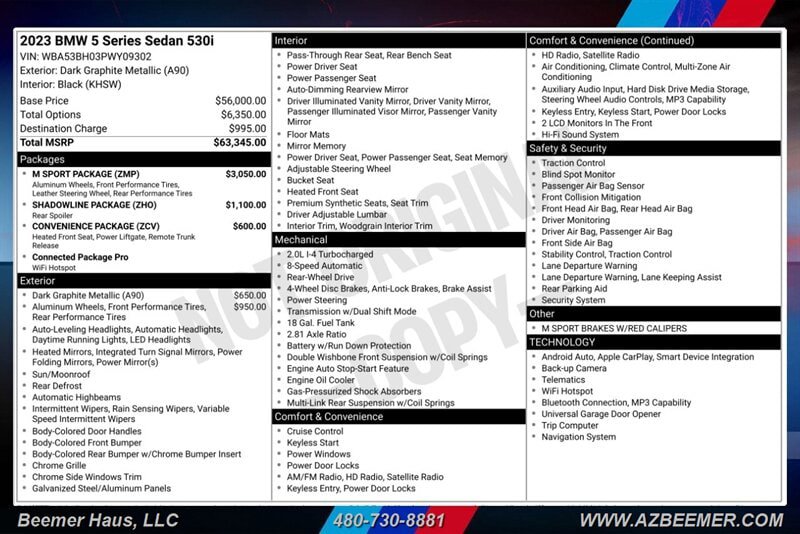 Used 2023 BMW 530i w/ M Sport Package RWD image 3