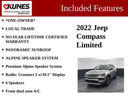 Used 2022 Jeep Compass Limited w/ Sun and Sound Group image 3