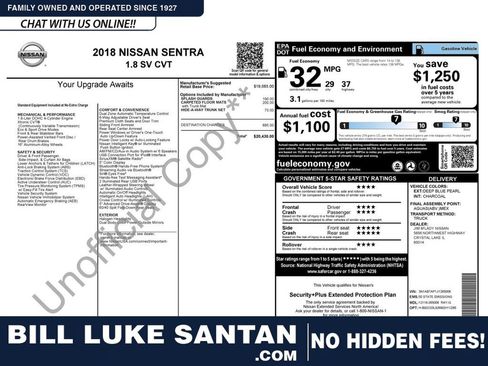 Used 2018 Nissan Sentra SV image 1