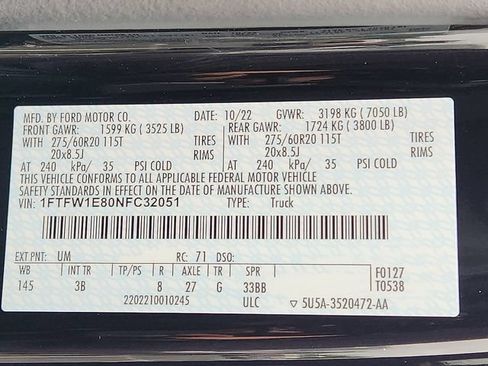 Certified 2022 Ford F150 Platinum w/ Equipment Group 701A High AWD/4WD image 33