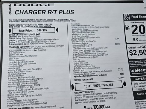 New 2026 Dodge Charger R/T AWD/4WD image 18
