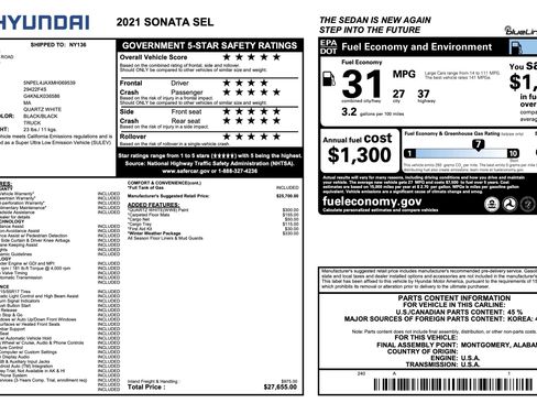 Used 2021 Hyundai Sonata SEL w/ Winter Weather Package image 2
