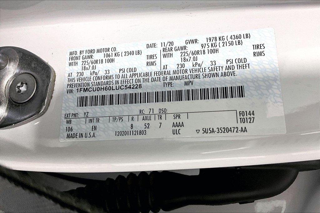 Certified 2020 Ford Escape SEL FWD image 31