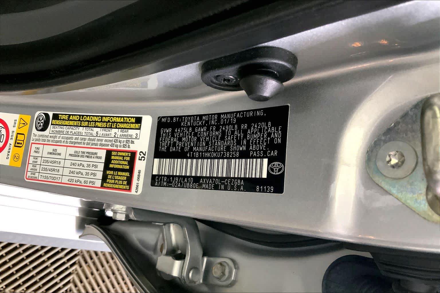 Used 2019 Toyota Camry XLE w/ Driver Assist Package FWD image 34
