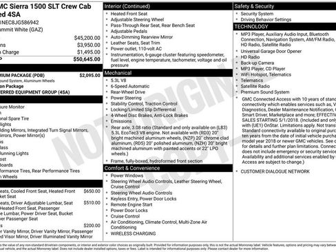 Used 2018 GMC Sierra 1500 SLT w/ SLT Premium Package RWD image 1