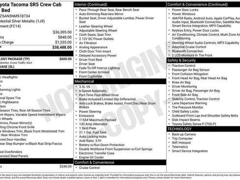 Used 2022 Toyota Tacoma SR5 w/ Technology Package AWD/4WD image 38