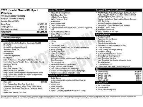 New 2026 Hyundai Elantra SEL Sport Premium FWD image 30
