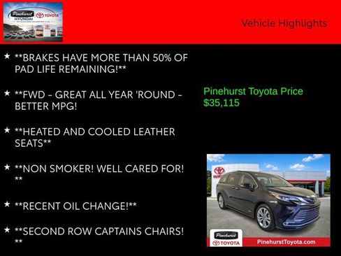 Certified 2021 Toyota Sienna Platinum FWD image 20