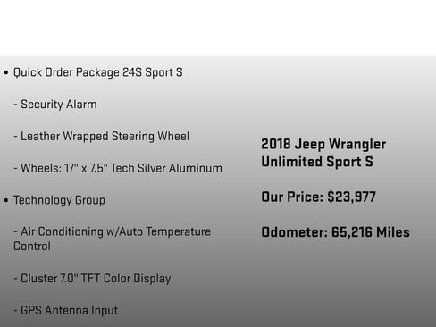 Used 2018 Jeep Wrangler Unlimited Sport S AWD/4WD image 12