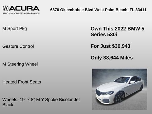 Used 2022 BMW 530i w/ M Sport Package RWD image 30