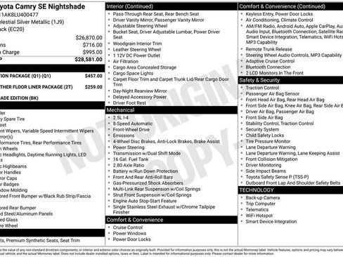 Used 2020 Toyota Camry SE w/ Protection Package (Q1) FWD image 31