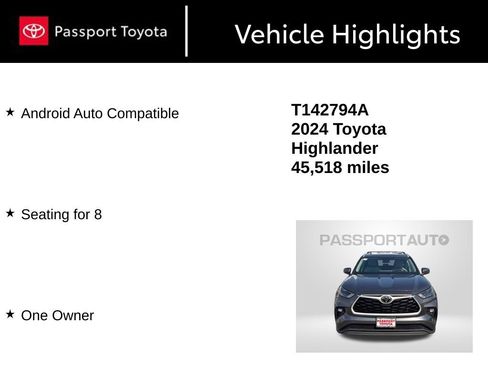 Certified 2024 Toyota Highlander XLE FWD image 14
