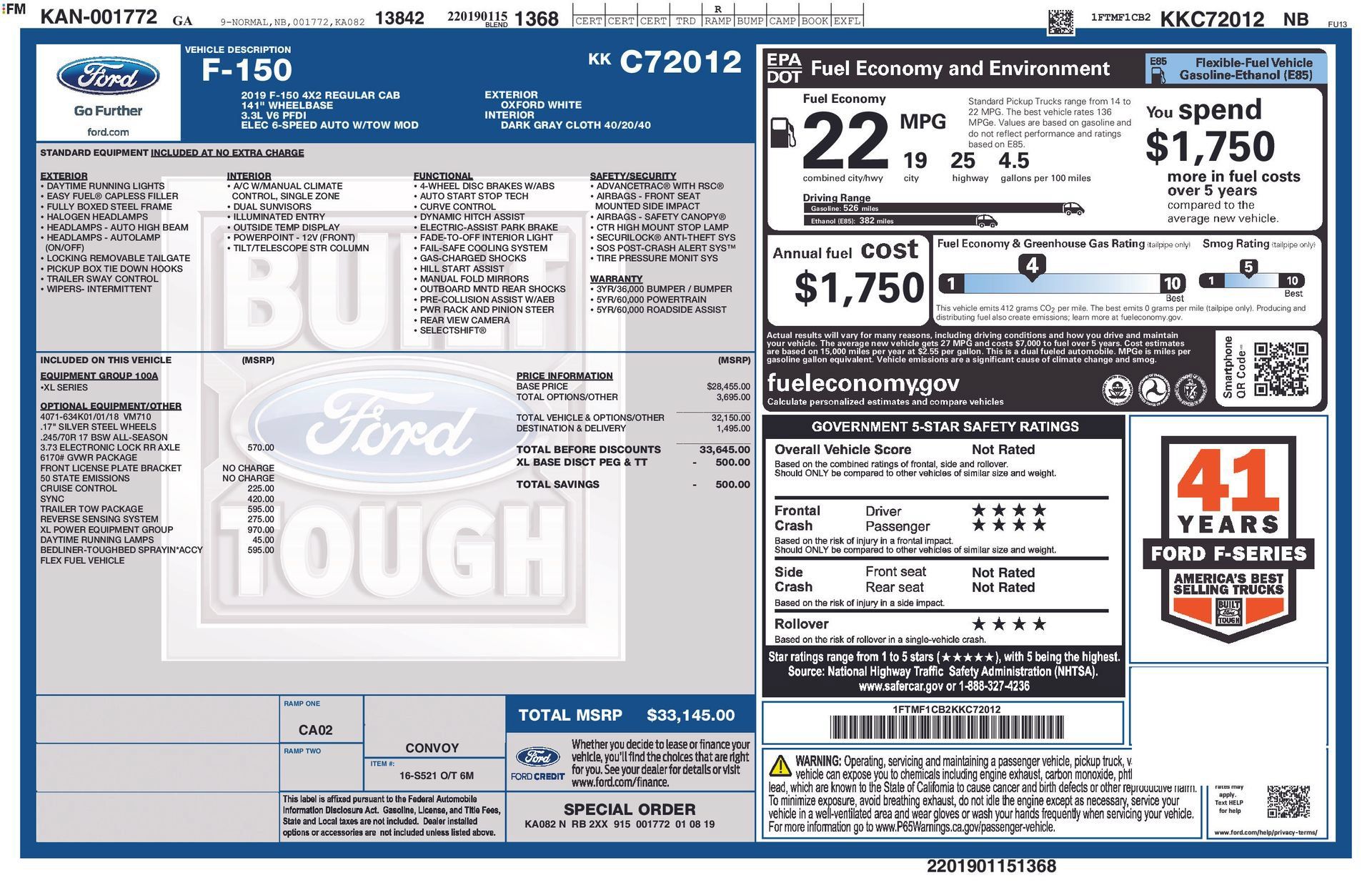 Certified 2019 Ford F150 XL w/ Trailer Tow Package RWD image 16