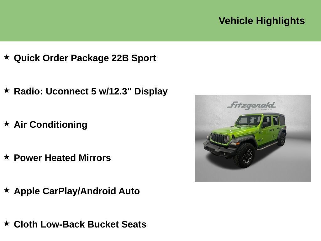 Certified 2025 Jeep Wrangler Unlimited Sport AWD/4WD image 9