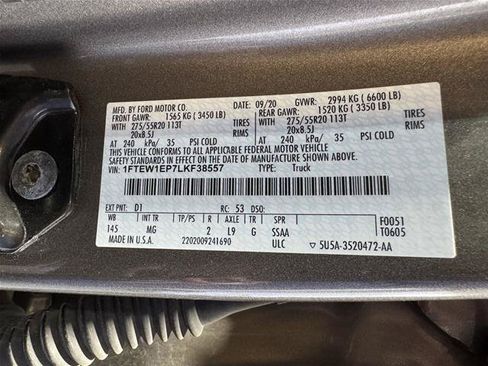 Certified 2020 Ford F150 XLT w/ Equipment Group 302A Luxury AWD/4WD image 33
