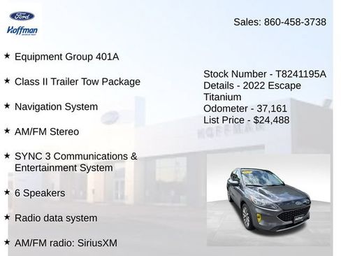 Used 2022 Ford Escape Titanium w/ Class II Trailer Tow Package AWD/4WD image 5