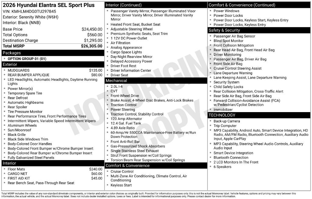 New 2026 Hyundai Elantra SEL Sport FWD image 16