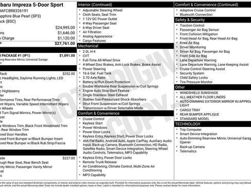 Used 2024 Subaru Impreza 2.0i Sport w/ Popular Package #1 AWD/4WD image 35