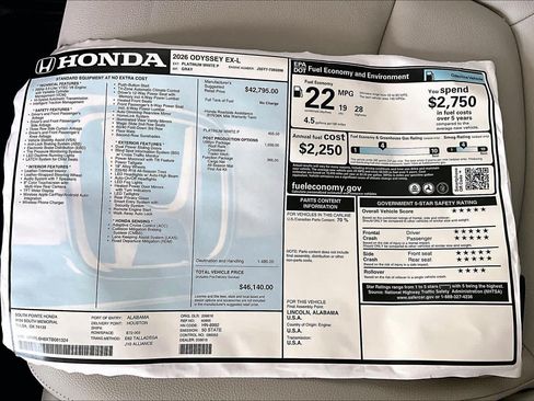 New 2026 Honda Odyssey EX-L image 21