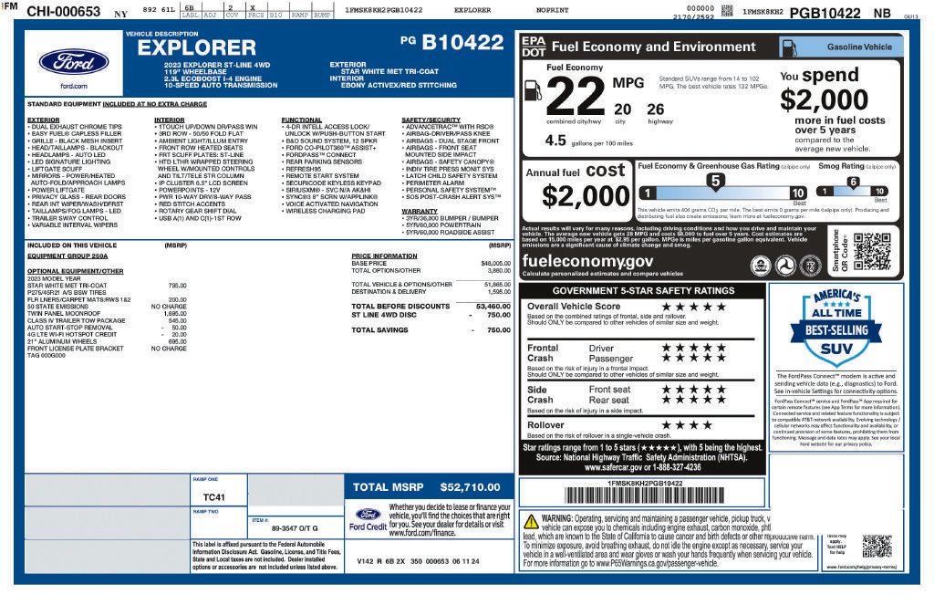 Used 2023 Ford Explorer ST-Line w/ Class IV Trailer Tow Package AWD/4WD image 34