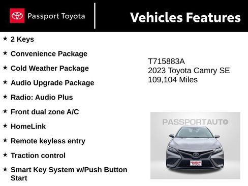 Used 2023 Toyota Camry SE w/ Cold Weather Package image 10
