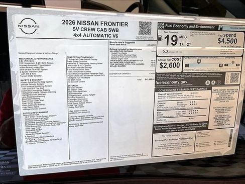 New 2026 Nissan Frontier SV w/ All-Weather Content Package AWD/4WD image 40