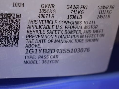 Certified 2025 Chevrolet Corvette Stingray Preferred Cpe w/ Z51 Performance Package RWD image 34